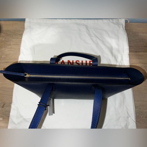 Mansur Gavriel Small Zip Top Saffiano Leather Shoulder Tote Blue NWT $545 MSRP - Picture 7 of 8